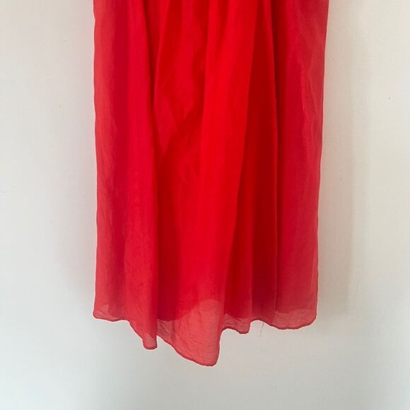 Esley Orange Silk Blend Open Shoulder A-Line Dress - Picture 3 of 10
